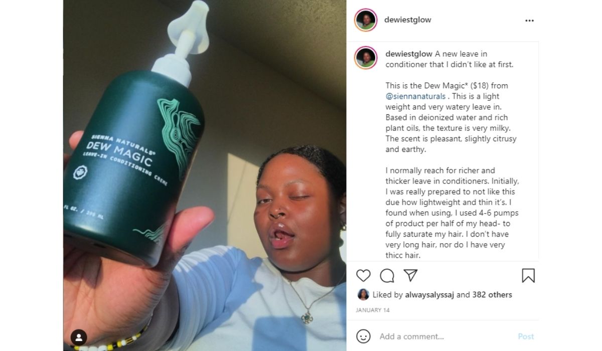 Image of an influencer giving a product review