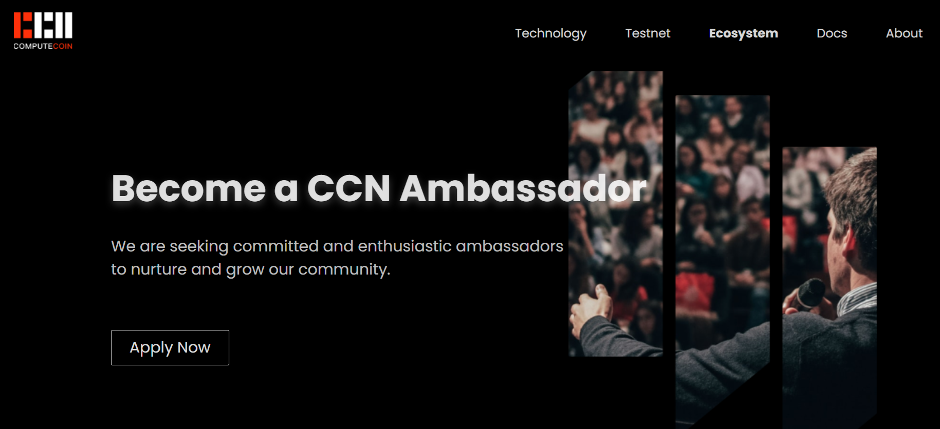 Image of the computecoin ambassador landing page 