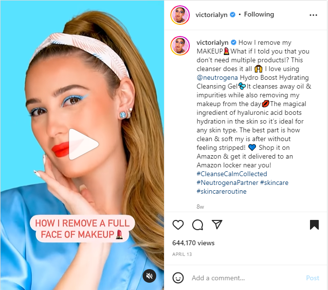 Influencer Victoria Lyn partnership with Neutrogena